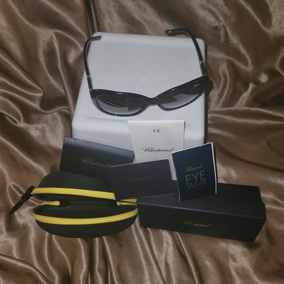 Chopard Blue Butterfly Sunglasses w/ Crystals NWT